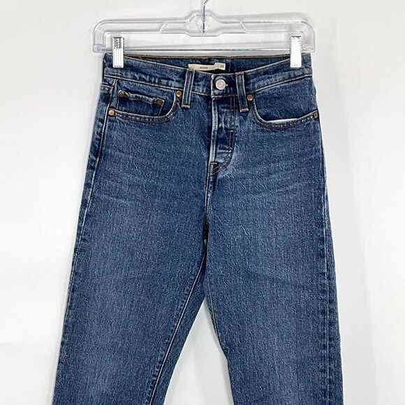 Levi's Jeans Womens 24x26 Blue Wedgie Straight Button Fly‎ High Rise Denim - Picture 3 of 13